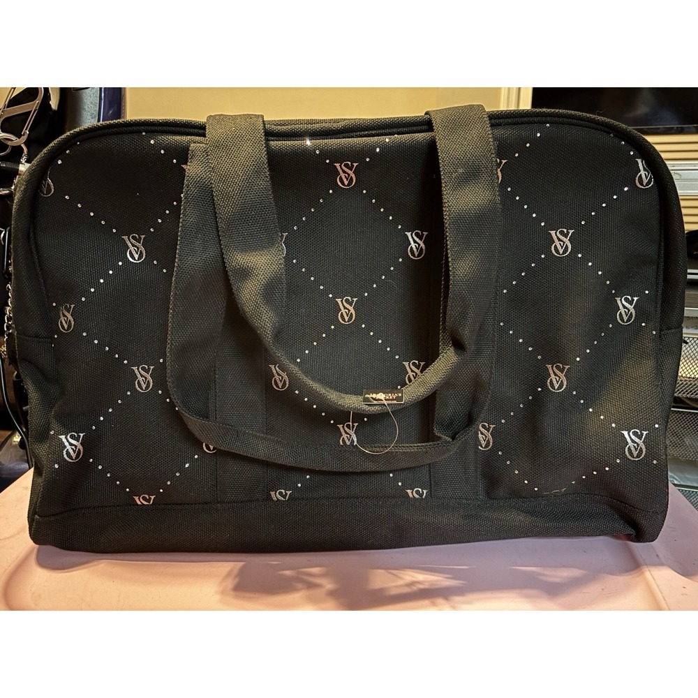 Victoria's Secret‎ Rhinestone Diamante Shine Quilted Design Duffle Tote Bag.